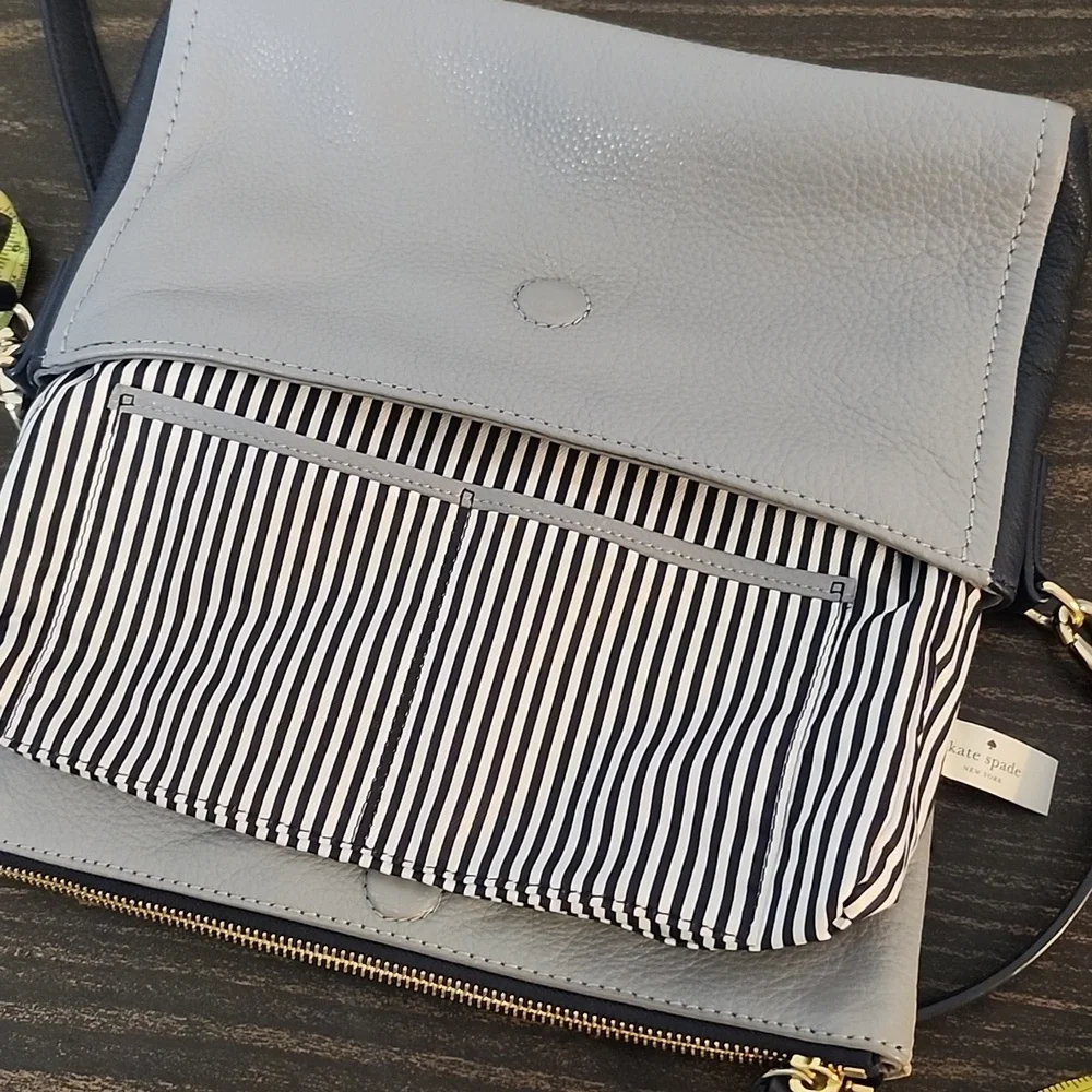 KATE SPADE NEW YORK Color Block Block Gray Tan Classic Crossbody - Picture 6 of 14